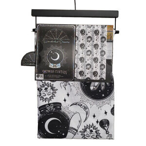 Wanderlust Dreams Celestial Sun Moon Crystal Ball Shower Curtain